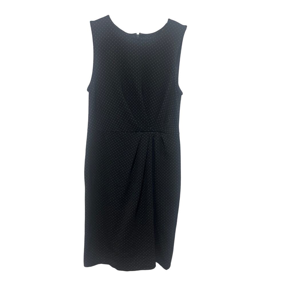 Banana Republic Black White Polka Dots Ruched Zipper Stretch Academia Dress 4P